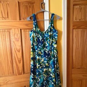 Connected Apparel Vibrant Leaf Print Maxi Dress
